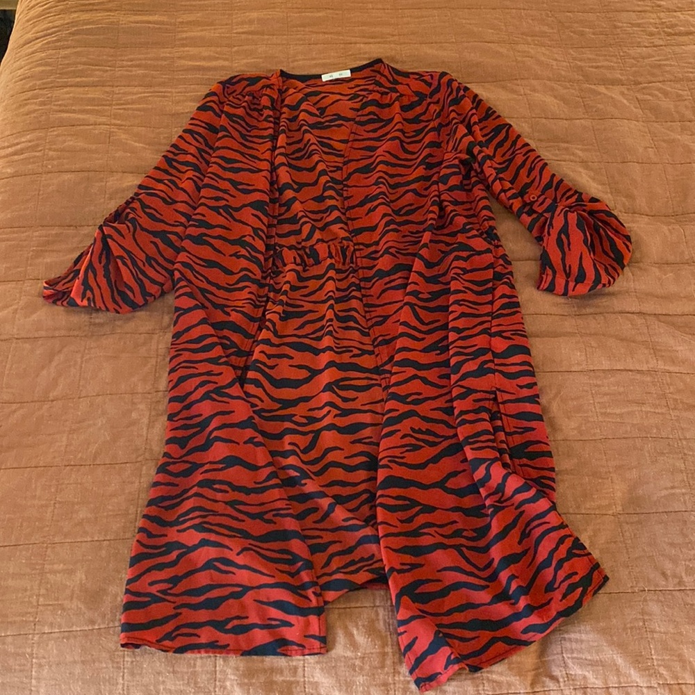 Red with black stripes, light weight cover up